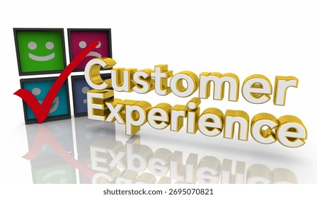 Customer Experience Check Boxes Mark Great Service Satisfaction 3d Illustration