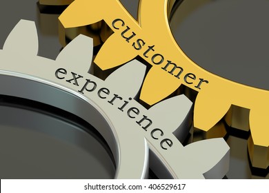 Customer Experience concept on the gearwheels, 3D rendering