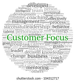 Customer Focus concept in word tag cloud on white background