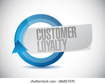 Customer Loyalty Blue Cycle Sign Concept Illustration Design Over White