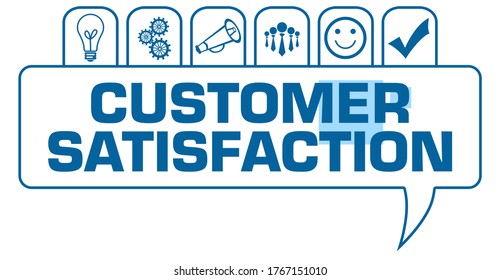 Customer satisfaction concept image with text and related symbols.