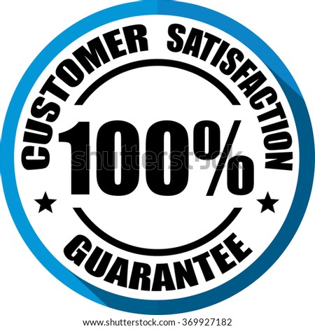 Customer Satisfaction guarantee blue, Button, label and sign.