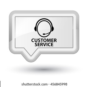 Customer Service (customer Care Icon) White Banner Button