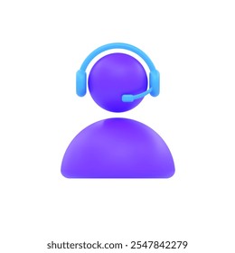 Customer support, 3D icon, user, technical support, headset, customer service, online assistance, contact, help, interaction, modern design, graphic resource, user interface - Powered by Shutterstock