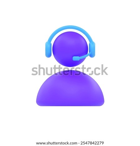 Customer support, 3D icon, user, technical support, headset, customer service, online assistance, contact, help, interaction, modern design, graphic resource, user interface