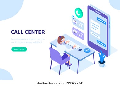 Customer support concept. Can use for web banner, infographics, hero images. Flat isometric illustration isolated on white background. - Powered by Shutterstock