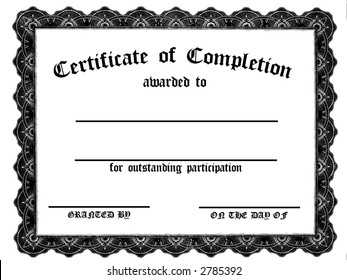 Customizable certificate of completion