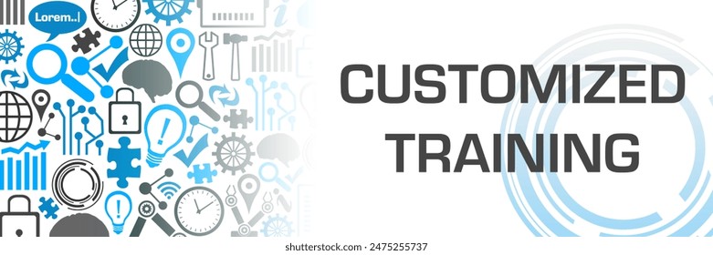 Customized Training concept image with text and technology symbols.