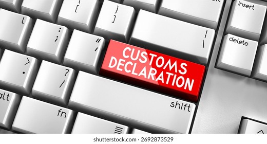 Customs declaration - computer keyboard - 3D illustration