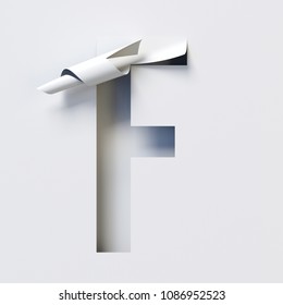 Cut Out Curled Paper Font 3d Rendering Letter F