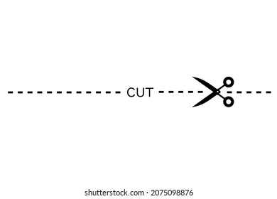 Cut With Scissors Along The Dotted Line.
Cutting Concept.