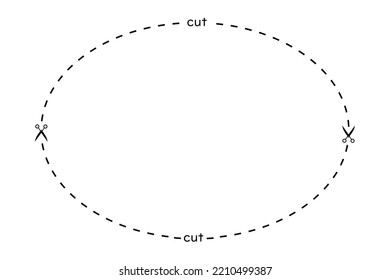 Cut With Scissors Along The Dotted Line. Cutting Concept.