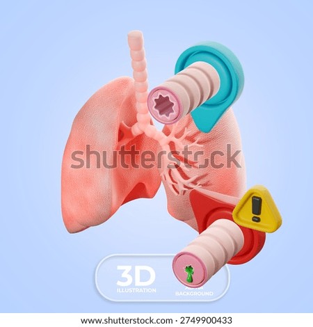 Cutaway rings compare normal vs narrowed airways for asthma or COPD education.
