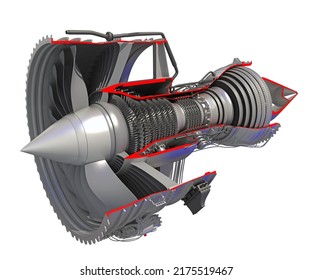 Cutaway Turbofan Aircraft Engine 3d Rendering Stock Illustration ...