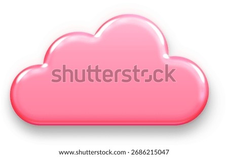Cute 3D Pink Glossy Cloud Icon for Online Storage