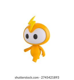 Cute 3D render Thunder Mascot character walking calmly and comfortably, relaxed and casual mascot style, isolated on white background. - Powered by Shutterstock - Get 15% off with code: PIKWIZARD15