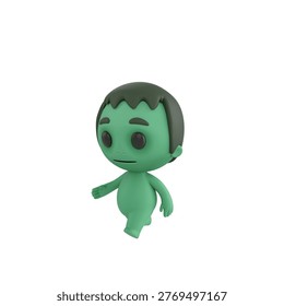 Cute 3D render Zombie character walking calmly and comfortably, relaxed and casual mascot style, isolated on white background. - Powered by Shutterstock - Get 15% off with code: PIKWIZARD15