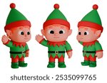 Cute 3D Rendered Male Christmas Elf on white background 