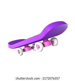 Cute 3D Skateboard Illustration Bottom View