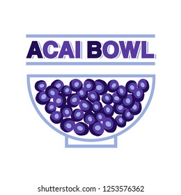 Cute Acai Bowl Sign Can Be Used As Icon, Logo, Poster, Menu Etc