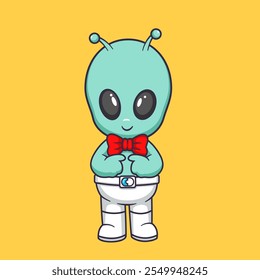 Cute Alien wearing bow tie to party Cartoon Vector Icon Illustration. Scene party Icon Concept Isolated Premium Vector - Powered by Shutterstock