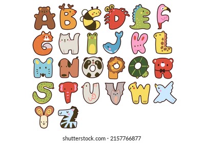 Cute Alphabet Animal Theme Stock Illustration 2157766877 | Shutterstock