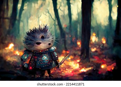 Cute Angry Fantasy Hedgehog Forest He Stock Illustration 2214411871 ...