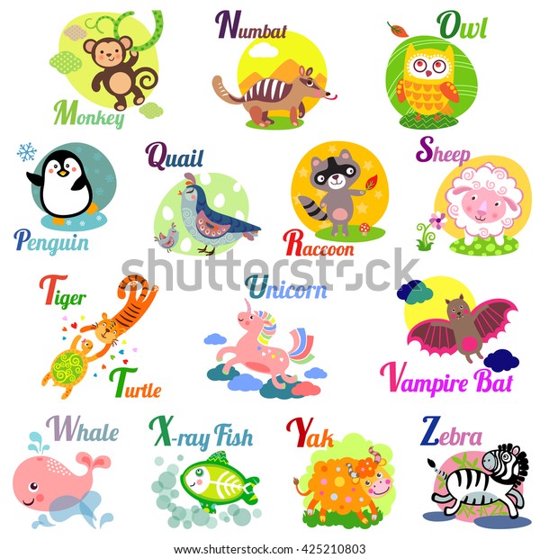 Cute Animal Alphabet Abc Book Illustration Stock Illustration