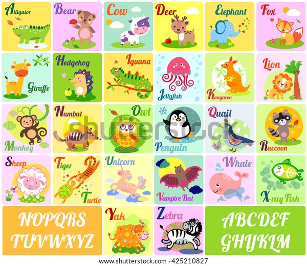 かわいい動物のアルファベット 英語のアルファベットのポスター 保育園 動物をテーマにした キッズアートデコール 性別に依存しない保育園 Abc 児童の壁 かわいい動物のアルファベットのイラスト のイラスト素材