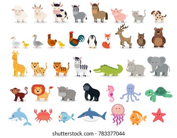 Big Set Isolated Animals Vector Collection Stock Vector (Royalty Free ...