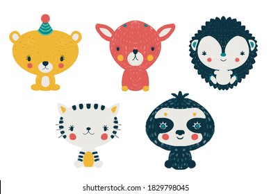 Cute Animals Large Set Simple Colorful Stock Illustration 1829798045 ...