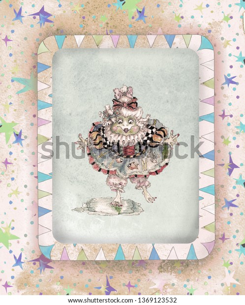 cute anime frog watercolor hand drawn stock illustration