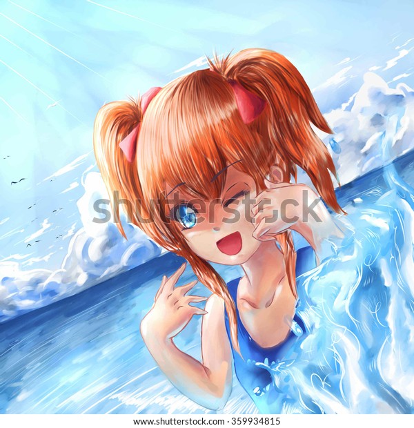 Cute Anime Girl Swimming 9913