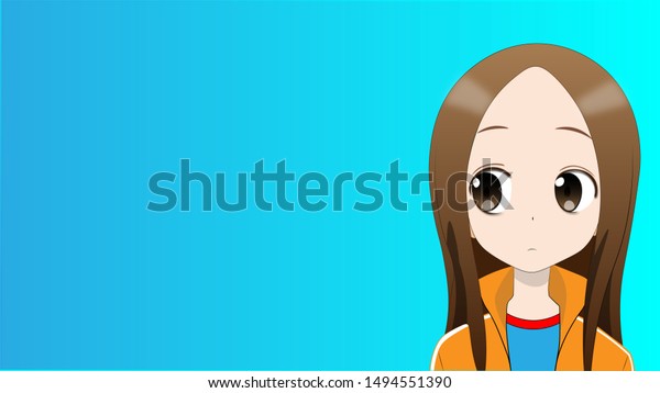 Cute Anime Girl Wallpaper Desktop Wallpaper Stock Illustration
