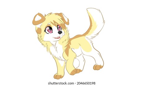 Cute Anime Style Dog On White Stock Illustration 2046650198