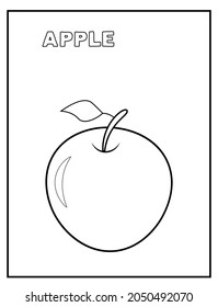 Cute Apple Black White Coloring Page Stock Illustration 2050492070 ...