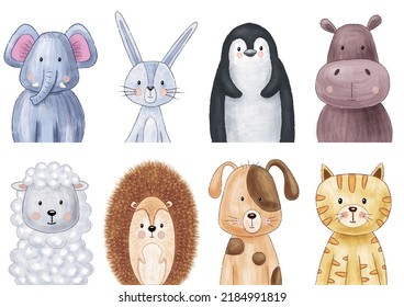 Cute Baby Animal Colorful Digital Art For Baby Gifts - Baby Room, Nursery, School, Class, Day-care Center, Mother Room Decor - Pregnant Mom Gift, Etc.