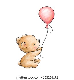 teddy with balloon