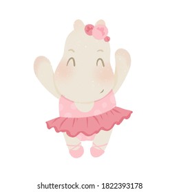 Cute Baby Illustration Hippo Ballerina Stock Illustration 1822393178