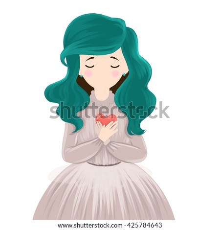 Cute Baby Illustration Little Girl Heart Stock Illustration