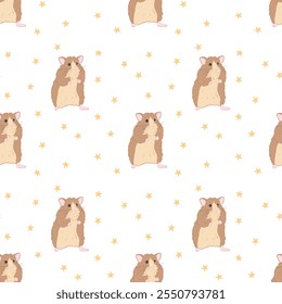 Cute baby pattern with hamster on white background  - Powered by Shutterstock