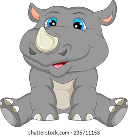 cute baby rhino cartoon