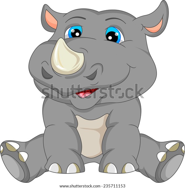 Cute Baby Rhino Cartoon Stock Illustration 235711153 | Shutterstock