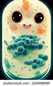 Cute Bacteria Illustration Drawing Anime Style