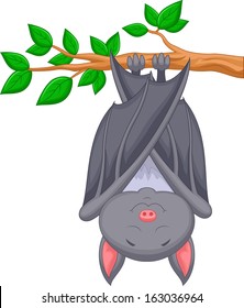 Cute bat cartoon sleeping