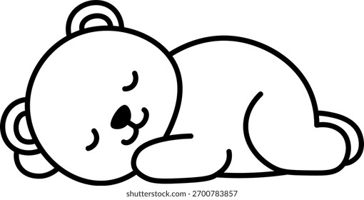 Cute Bear Character is sleeping vector outline