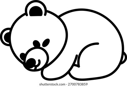 Cute Bear Character is sleeping vector outline