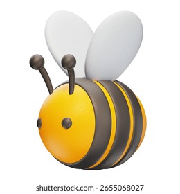 Cute Bee 3D Illustration Rendering With White Background