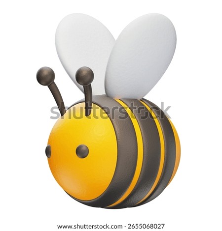 Cute Bee 3D Illustration Rendering With White Background