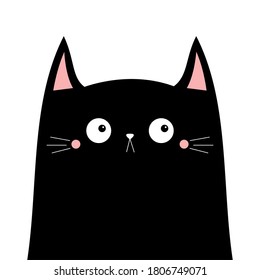 Black Cat Head Face Silhouette Pink Stock Vector (Royalty Free) 1106561654